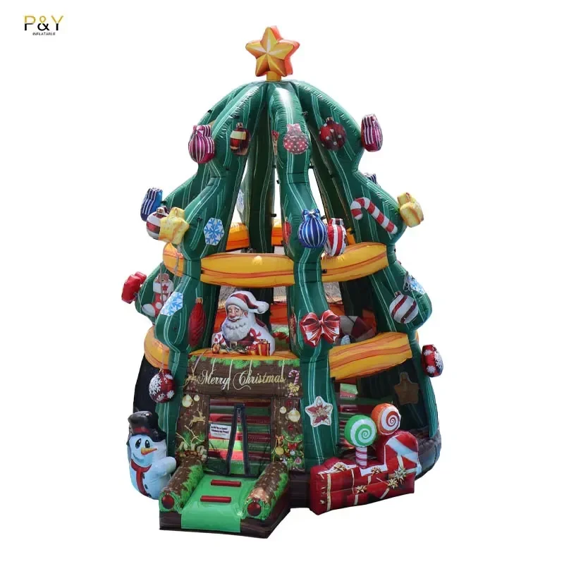 New Design Giant Commercial Inflatable Christmas Tree Bounce House Xmas Bouncy Jumping Castle for Kids