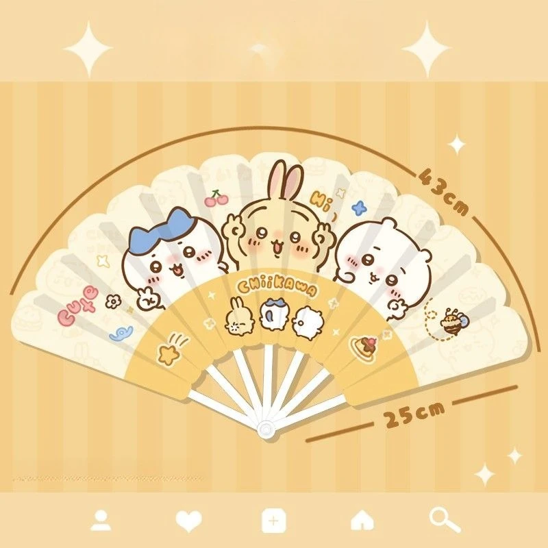 

Chiikawa Summer Mini Folding Seven-Link Fan Hachiware Usagi Student Portable Cute Children's Plastic Folding Fan