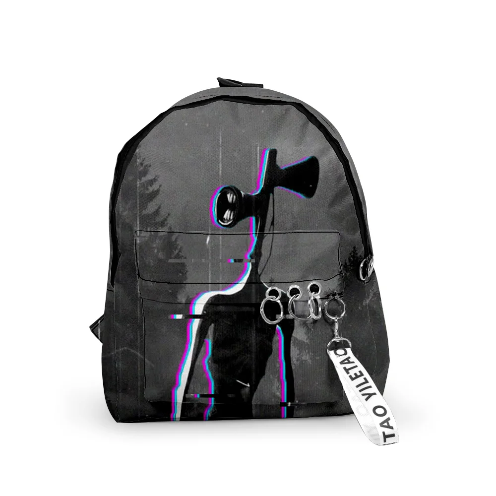 Trendy Horror Creepypasta Siren Head Backpacks Boys/Girls School Bags 3D Print Keychains Oxford Waterproof Cute Small Backpacks