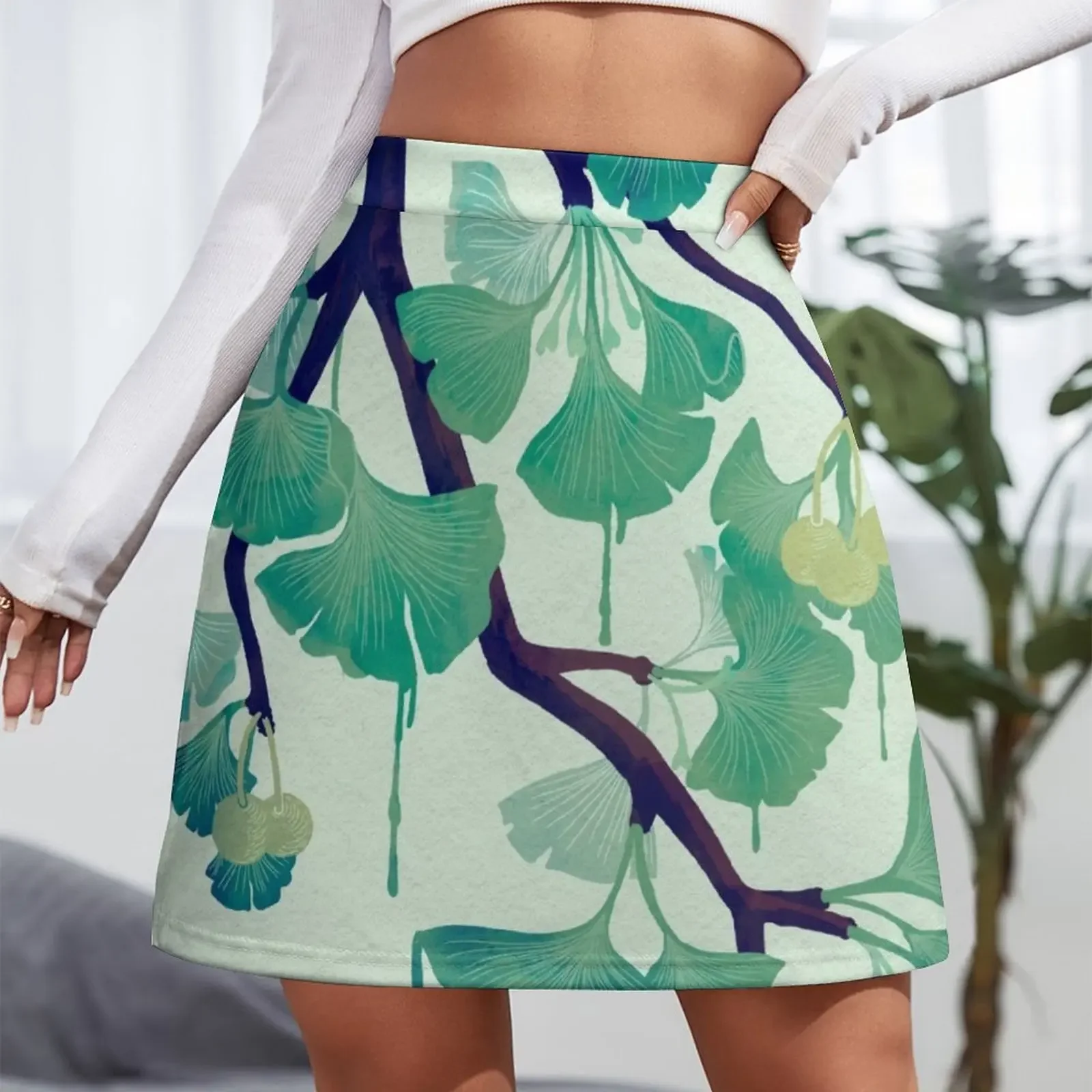 O Ginkgo (in Green) Mini Skirt Woman skirt Women's clothing skirts for womans