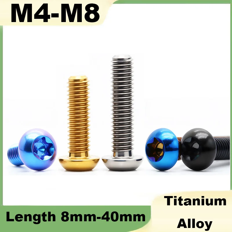 1Pcs GR5 Titanium Alloy Bolts M4 M5 M6 M8 Button Head Torx Screw for Motorcycle Mirror Clutch Cover Upgrade Salt Resistant