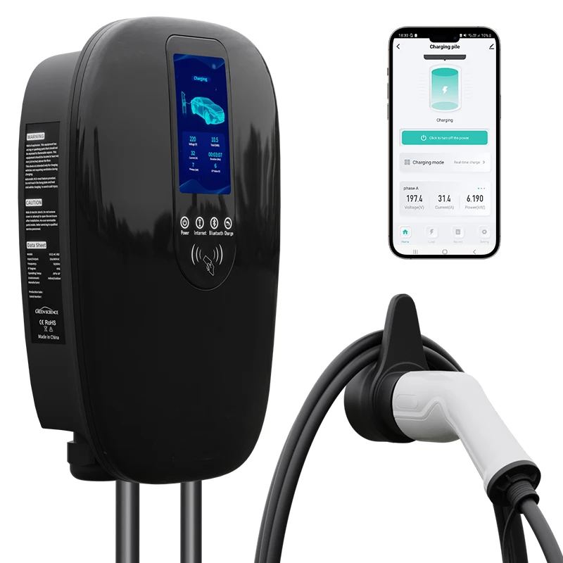

Green Science 16A Быстрая зарядная станция для электромобилей с экраном 11 кВт Уровень 2 Автомобильное зарядное устройство для электромобилей RFID Управление через приложение