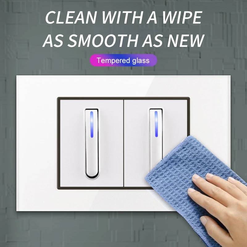 เปียโนชนิด118กุญแจกระจกนิรภัยสีขาวสวิตช์ที่ทันสมัยซ็อกเก็ตสากลมาตรฐานยุโรปของอเมริกาอังกฤษ