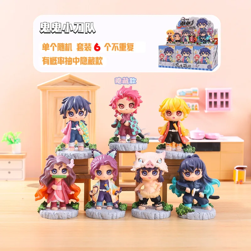 

﻿ Original 10CM Demon Slayer Tanjiro Kamado Nezuko anime cartoon figure blind box creative personalized statue model toys