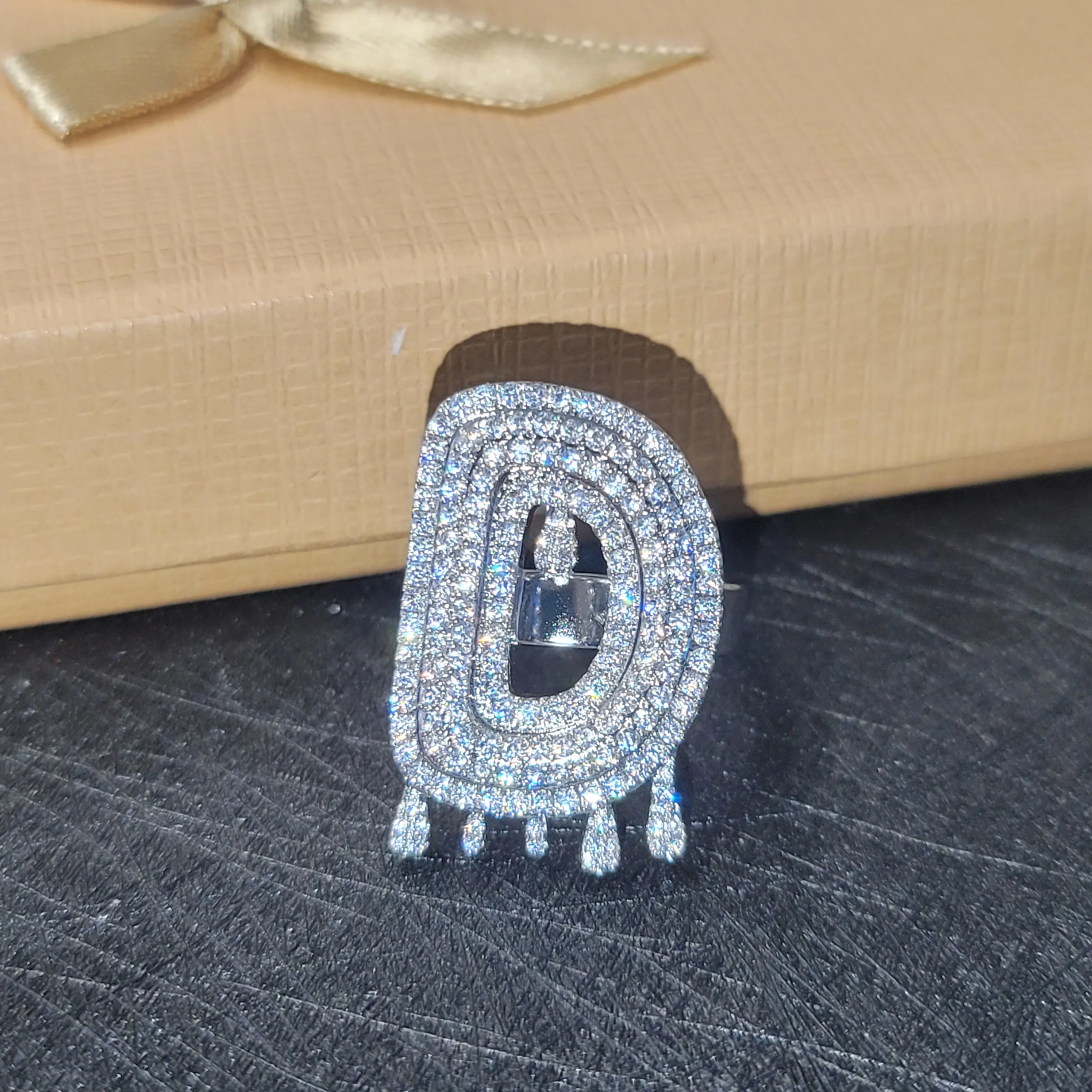 تخصيص كامل تمهيد الماس الجليدية خاتم شخصية قطرات الماء رسائل خواتم قابل للتعديل حجم الهيب هوب مجوهرات اكسسوارات