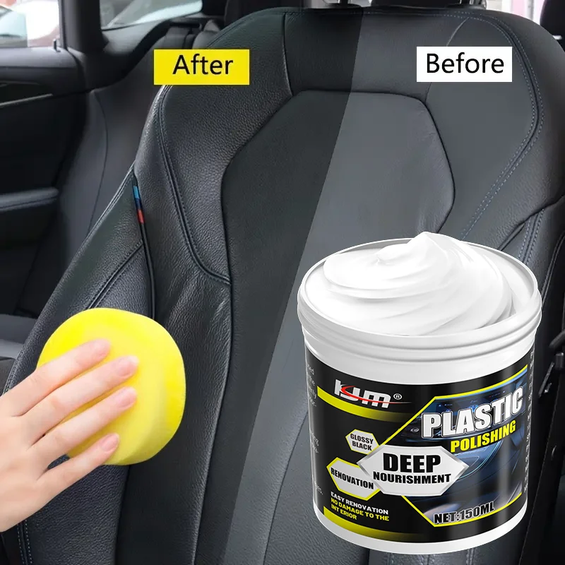 150ml Car Plastic & Leather Restorer Polishing Paste For Dashboard Tires Interior Renovation With Sponge view 2