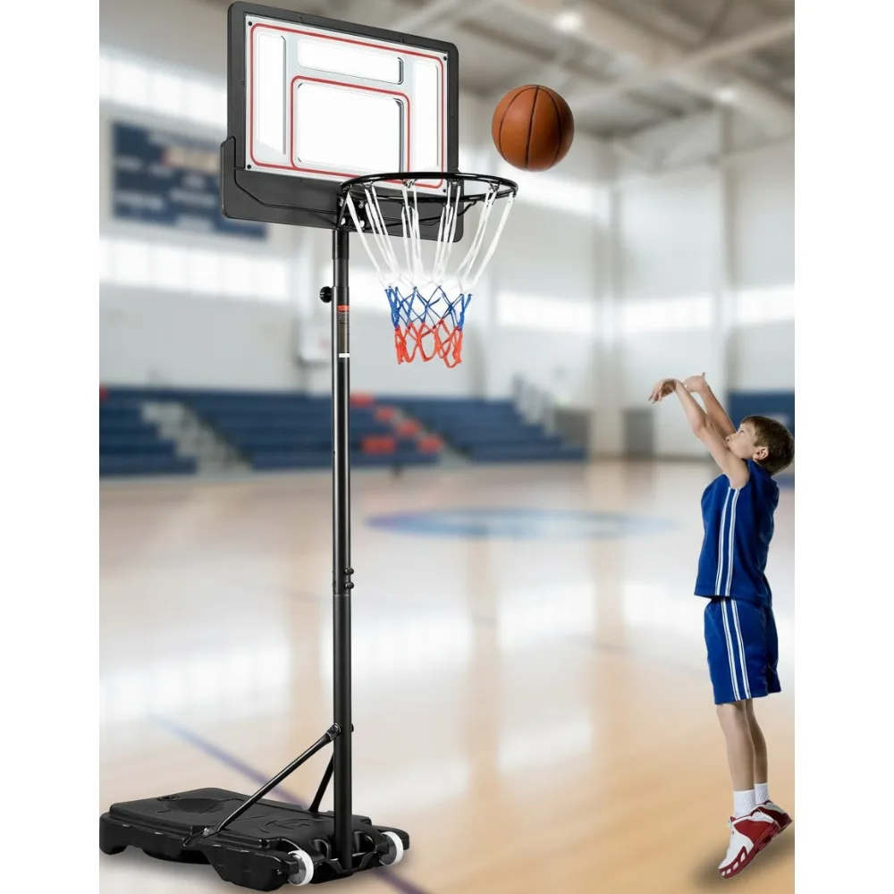 

Adjustable Portable Basketball Hoop 6.9FT/10FT Outdoor Indoor Use for Kids Adults with PE Base PET Backboard