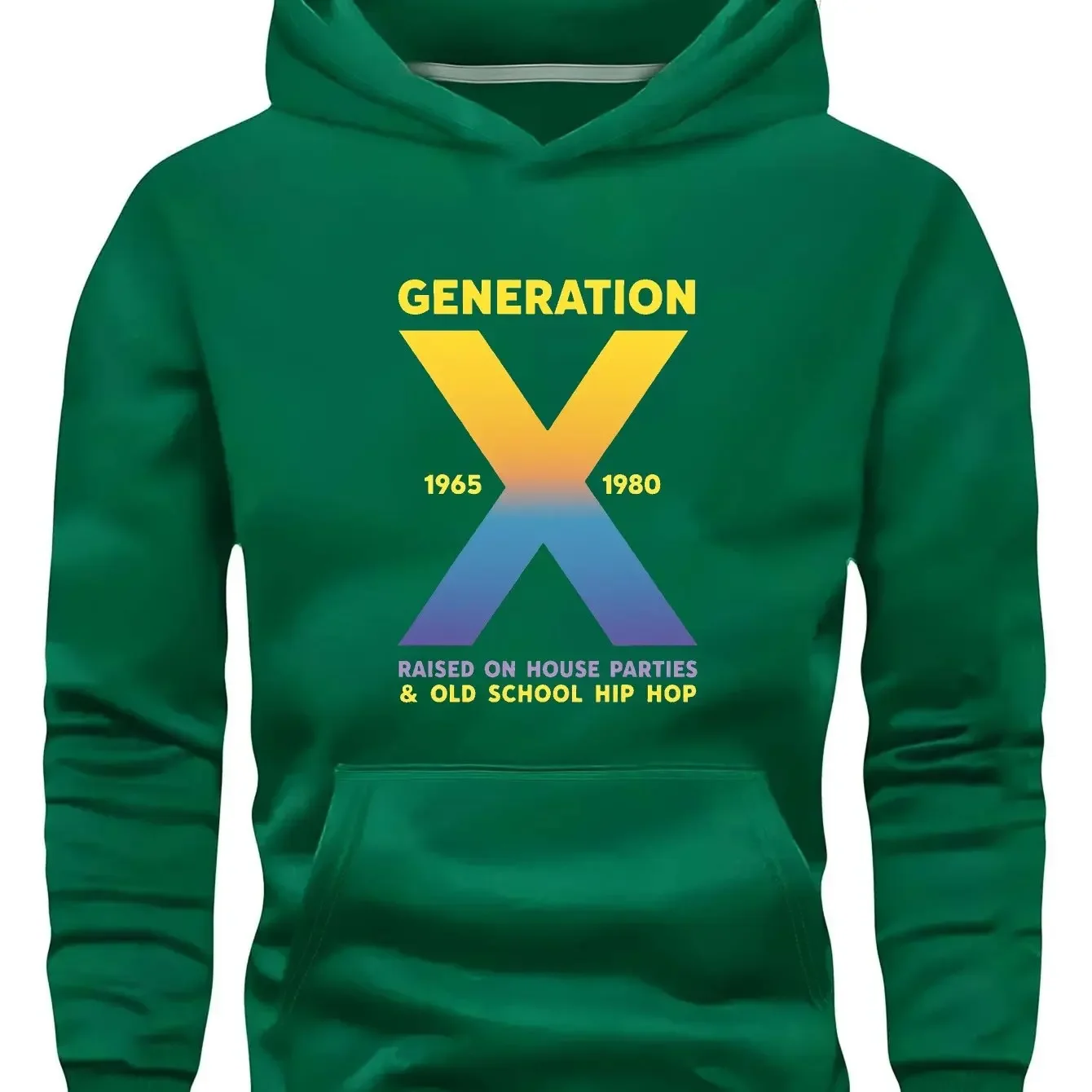 Men'S Plus Size Generation X Hoodie - Casual Hip Hop Style, 1965-1980 Commemorative Edition