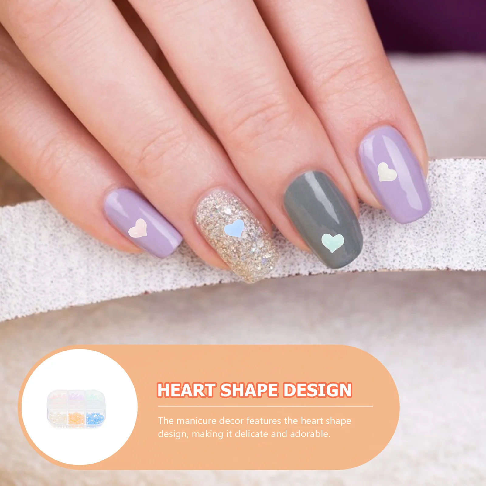 

1Box Premium Light-Reflecting Heart Nail Decor Resin Love Heart Charm for Women DIY Nail Art Decoration Manicure Ornament Set