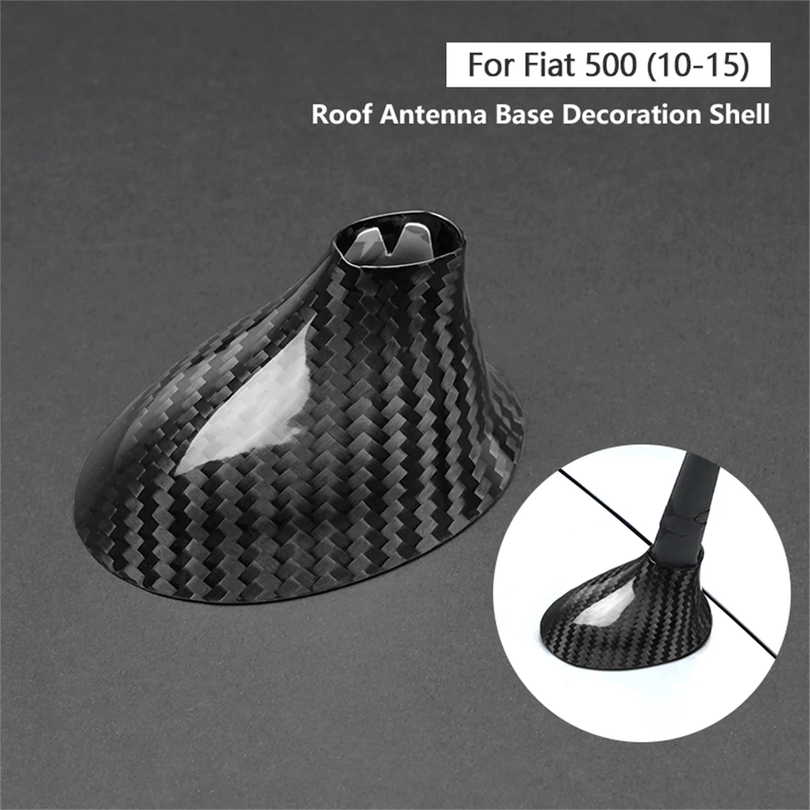 

For Fiat 500 Abarth 595 2012-2023 Real Carbon Fiber Exterior Dome Shark Fin Antenna Cover Trim Roof Aerial Shell Cap Add On