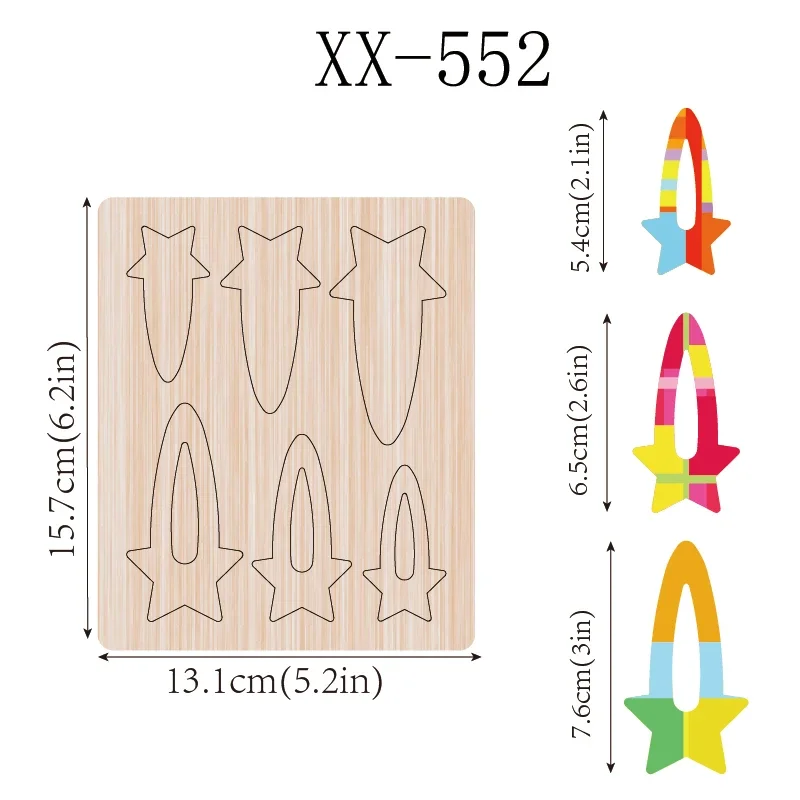 

Christmas Hairpin Clips Ears Stars Wooden Cutting Dies for Scrapbooking Compatible with Various Machines Multi-Sized