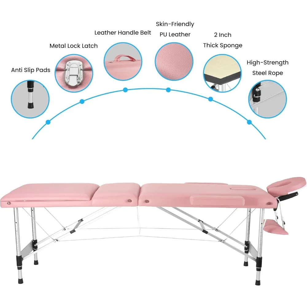 طاولة تدليك احترافية، سرير قابل للطي، ارتفاع قابل للتعديل #3