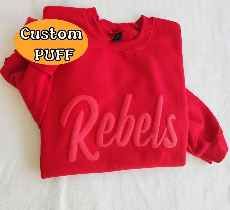 Custom Team Name Sweatshirt School Mascot Shirt Embossed Puff Print School Spirit Shirt Christmas gift Idea Personalized Team