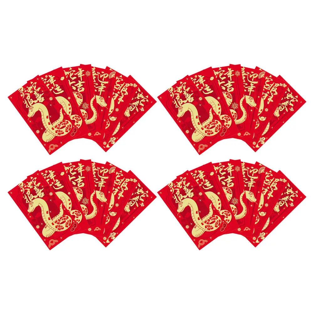 

24 шт. красных конвертов для денег на Китайский Новый год, счастливые денежные мешочки для праздника Года Змеи, декоративные с благоприятными узорами