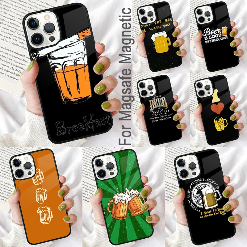 World Beers Alcohol Summer Bubble Magnetic Soft Phone Case for iPhone 16 Promax 15 Pro 13 14 Plus 11 12 Mini MagSafe Coque