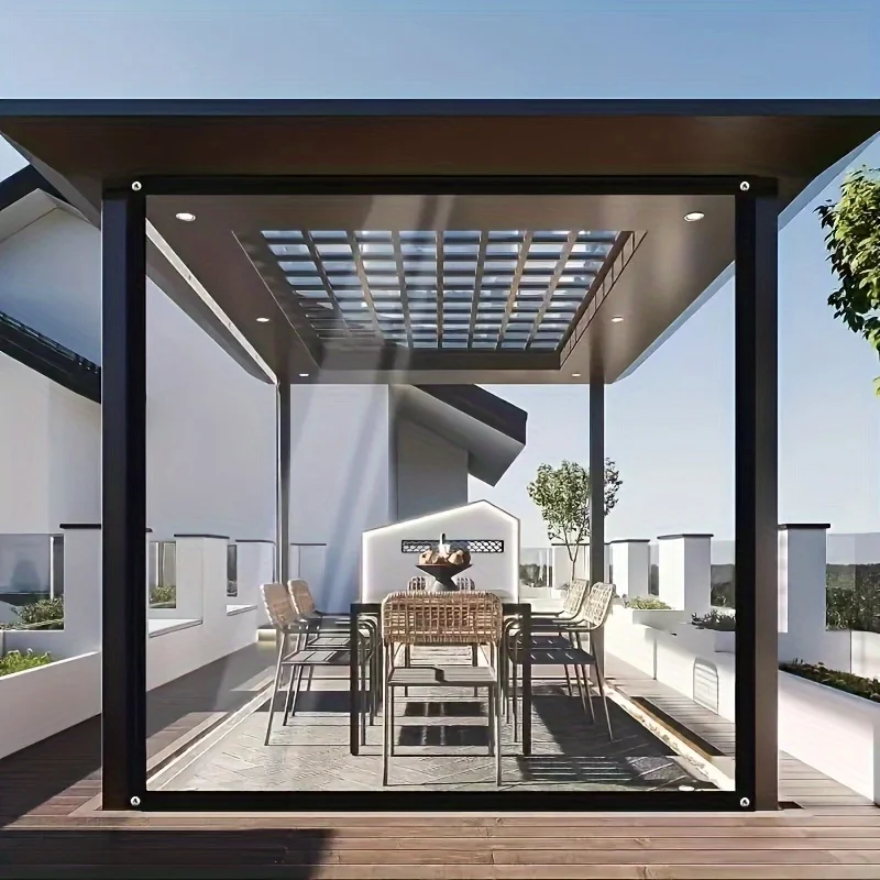 مجموعة واحدة من القماش الشفاف المقاوم للمطر مع حلقات مانعة للتسرب - قماش مشمع مقاوم للماء متعدد الأغراض في الهواء الطلق يمكن استخدامه في باتي