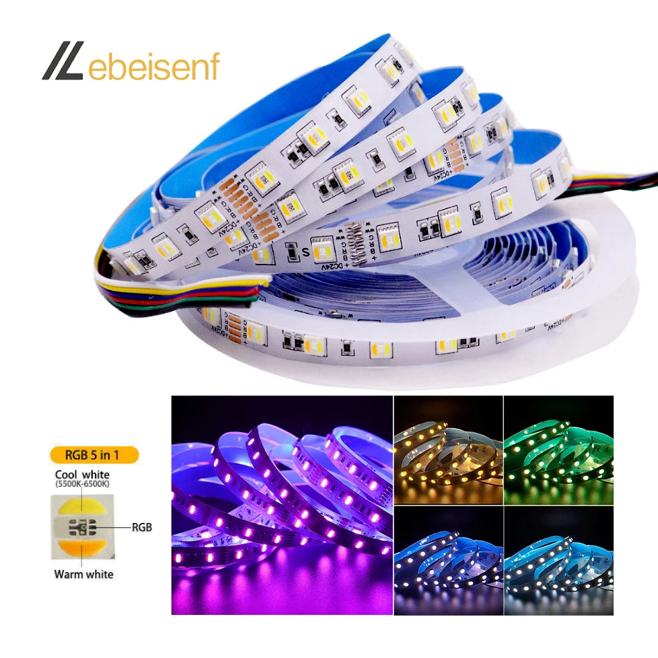 5 m/partia LED RGB WW CW RGB CCT RGBCCT 5 w 1 kolorowa taśma światło 5050 2835 SMD 60 90 LEDs/m wewnętrzna lampa dekoracyjny element oświetleniowy