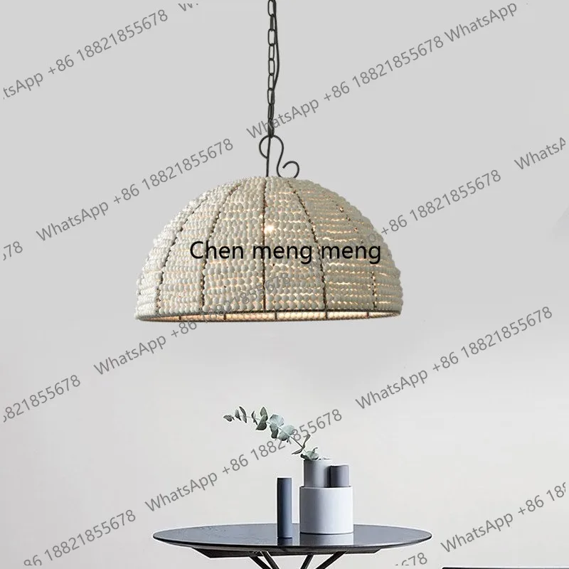 Bed and breakfast wooden bead lampshade restaurant chandelier bar counter retro simple creative American bedroom bedside lamp