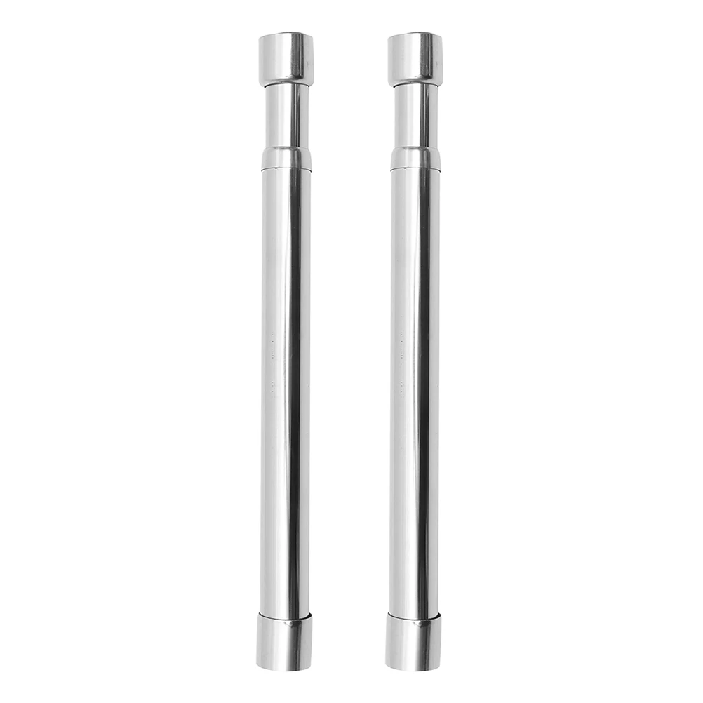 

2 Pcs Stainless Steel Telescopic Rod Round Clothes Drying Wardrobe Pole Adjustable Closet Tension Home Laundry Extendable