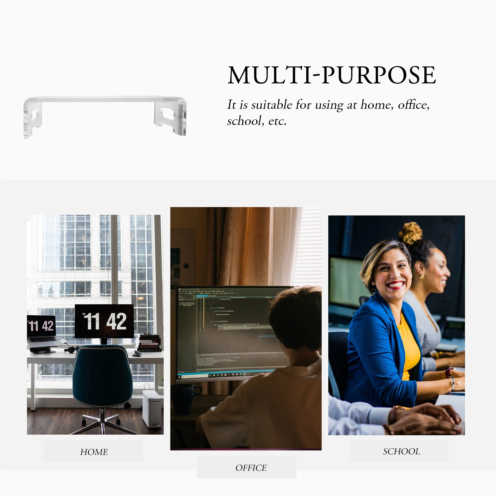 

Acrylic Monitor Stand 1Pcs Computer Screen Riser Durable Office Home Desk Bracket Elevate Viewing Comfortable Monitor Rack