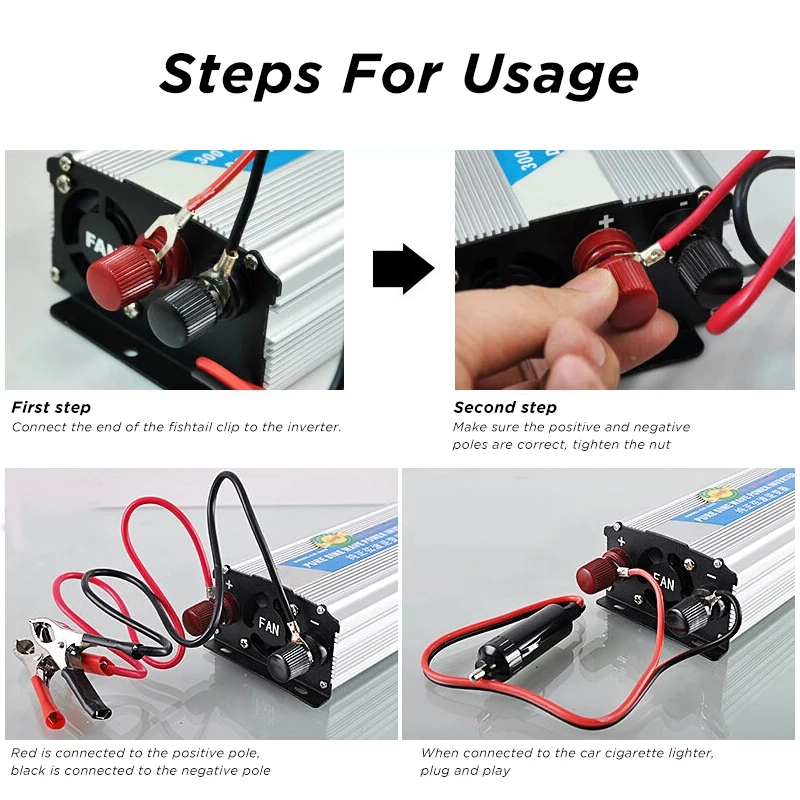 300W Solar Inverter For Car Home Solar Outdoor Use Conversion USB Charger With Cigarette Lighter