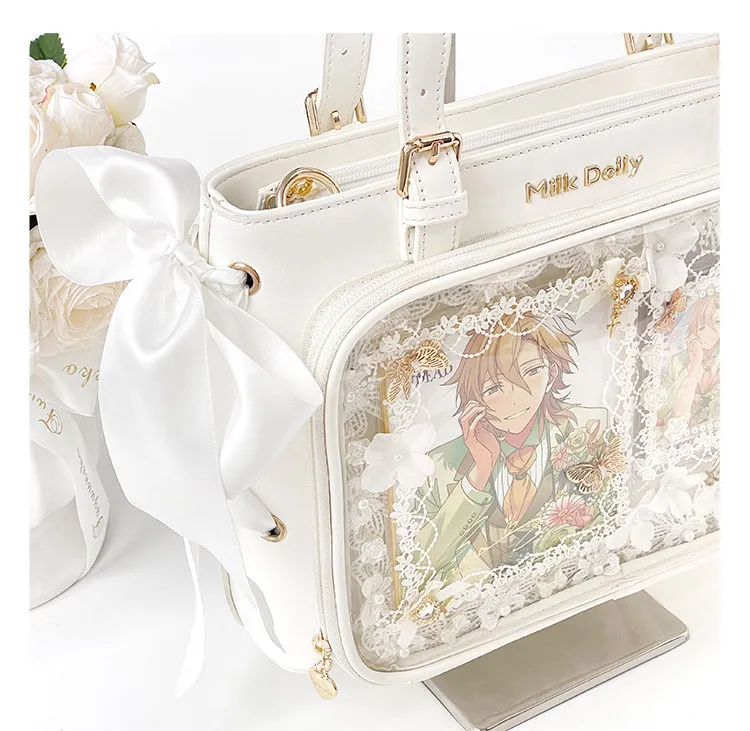 Ita Bag 2026 New Display Tote Bag for Girls High-capacity Shoulder Bags Sweet Ribbons Bow Underarm Bag Transparent Bolsa