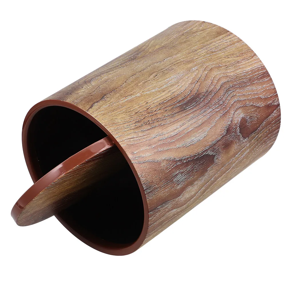 

Мусорное ведро с имитацией текстуры дерева, круглое, с откидной крышкой, пластиковое, для дома, офиса, спальни, простое контейнерное решение для отходов