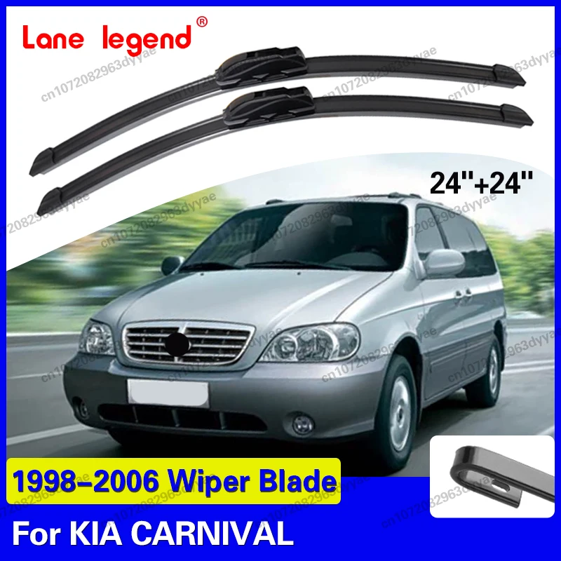 

2x For Kia Carnival 1998~2006 Car Windshield Front Wiper Blades Boneless Frameless Rubber Brushes Accessories 1999 2000 2001