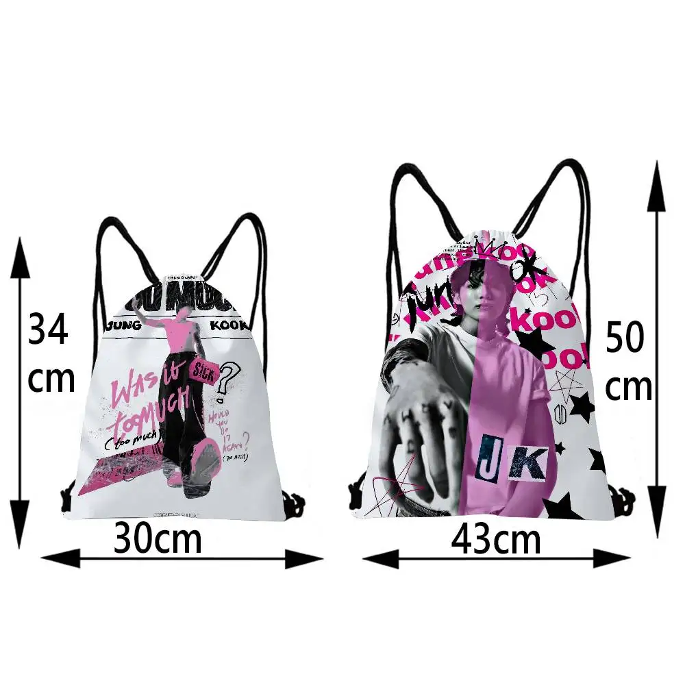 KPOP J-Jung K-Kook 1 قطعة حقيبة ظهر برباط حقيبة ظهر بسلسلة أكياس السرج حقيبة السائبة للمدرسة اليوغا الرياضة الصالة الرياضية السفر #5