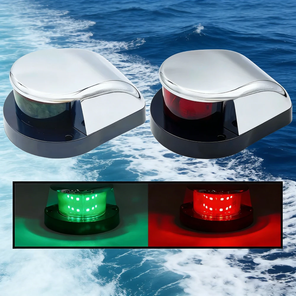 Juego de luces de navegación para barcos, luces LED de 12V para correr, yate, luces marinas impermeables, rojo y verde, 1 Juego