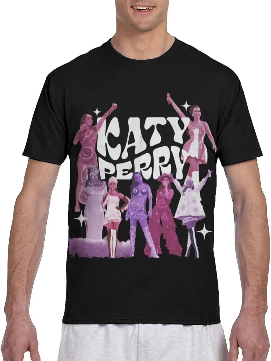 Katy Music Perry T Shirt Man's Summer Fashion Tee Crew Neck Short Sleeve Shirts Black