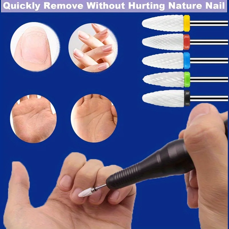Kit-1/2/4PCS Ceramic Nail Drill Bit Milling Cutter, for Electric Manicure Drills Pedicure Mill Bits Machine Files Nail Art acces