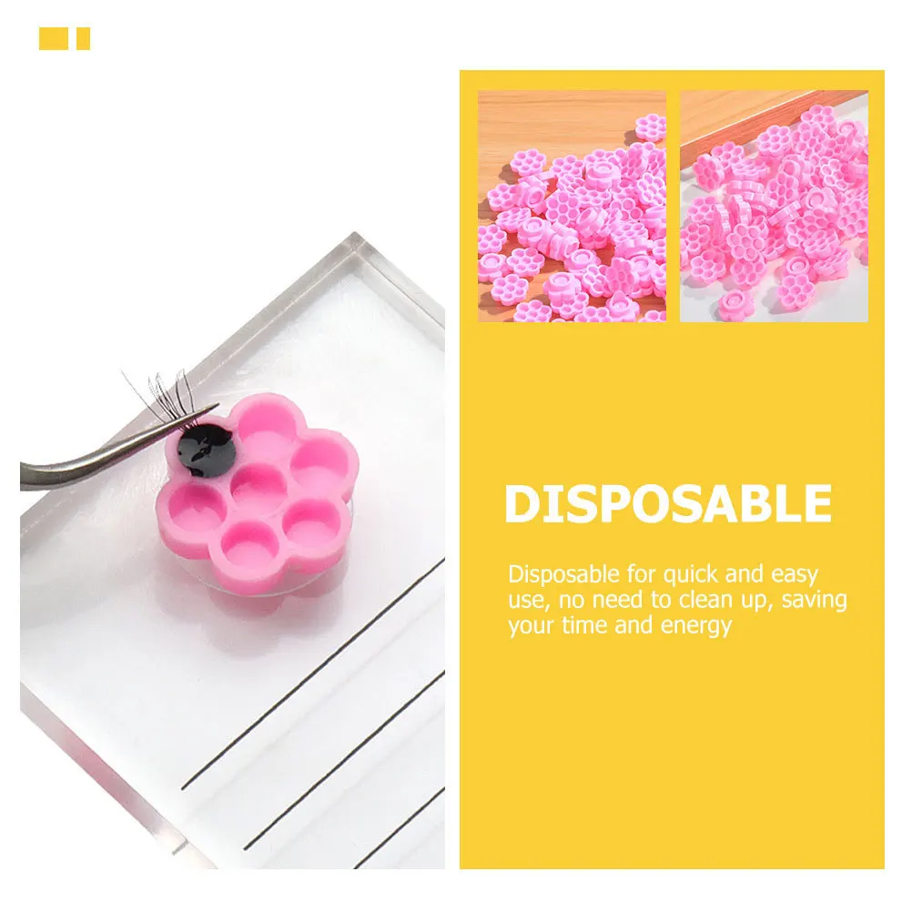 

300Pcs Eyelash Cups Plastic Extension Holders Flower Design Delay Drying Time Lash Glue Containers for Home Salon Professional
