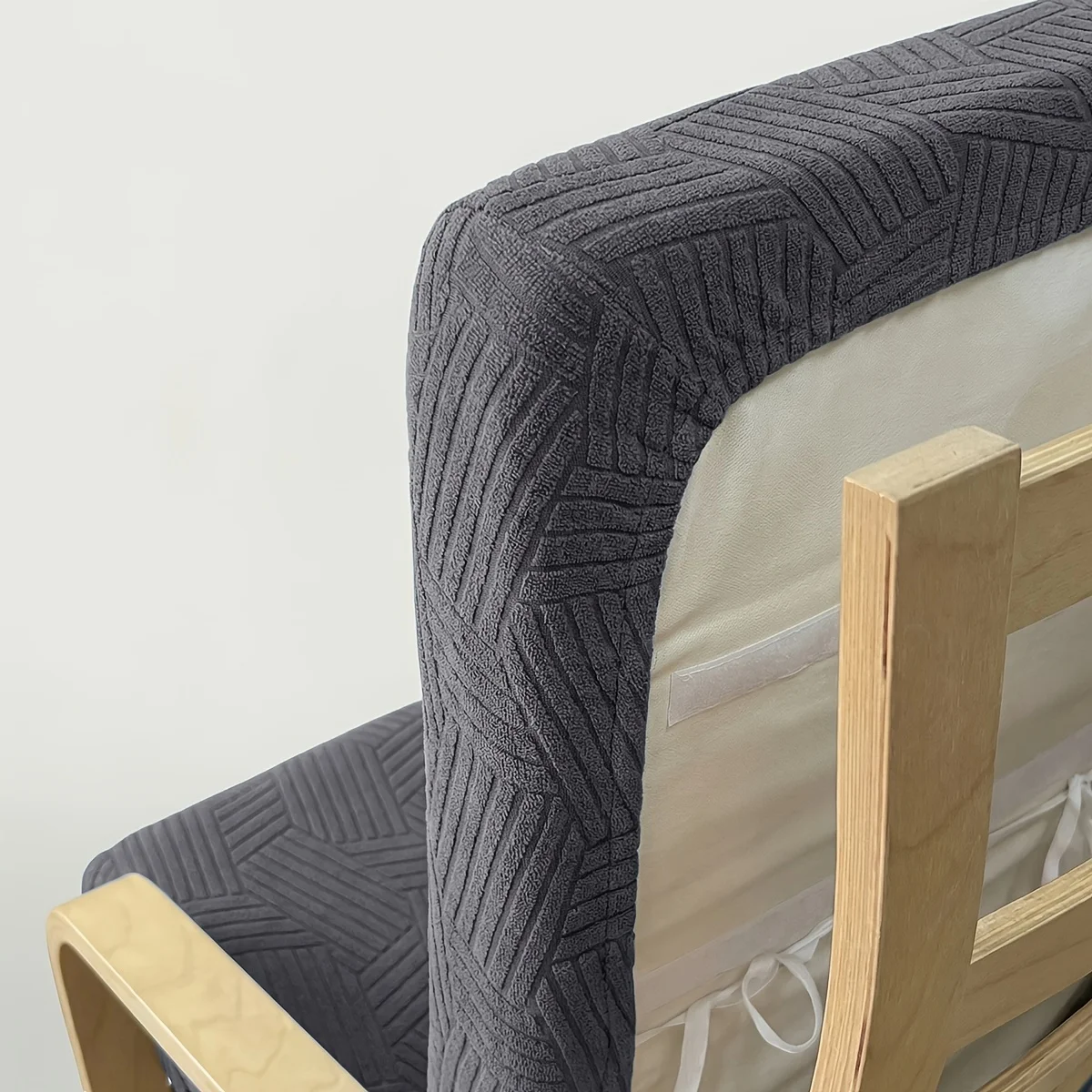 1 Stück Jacquard Poang Stuhlauflage mit Gummiband, Weicher Einzelsofa-Bezug, Dehnbarer Schaukelstuhl-Schutz für Wohnzimmer – Detail 7