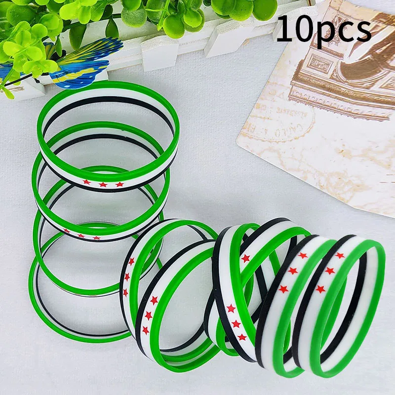 1/10pcs A Lot Syria Flag Silicone Bracelets Lot Wristband Kids Children Women Men Sport Love Friend Family