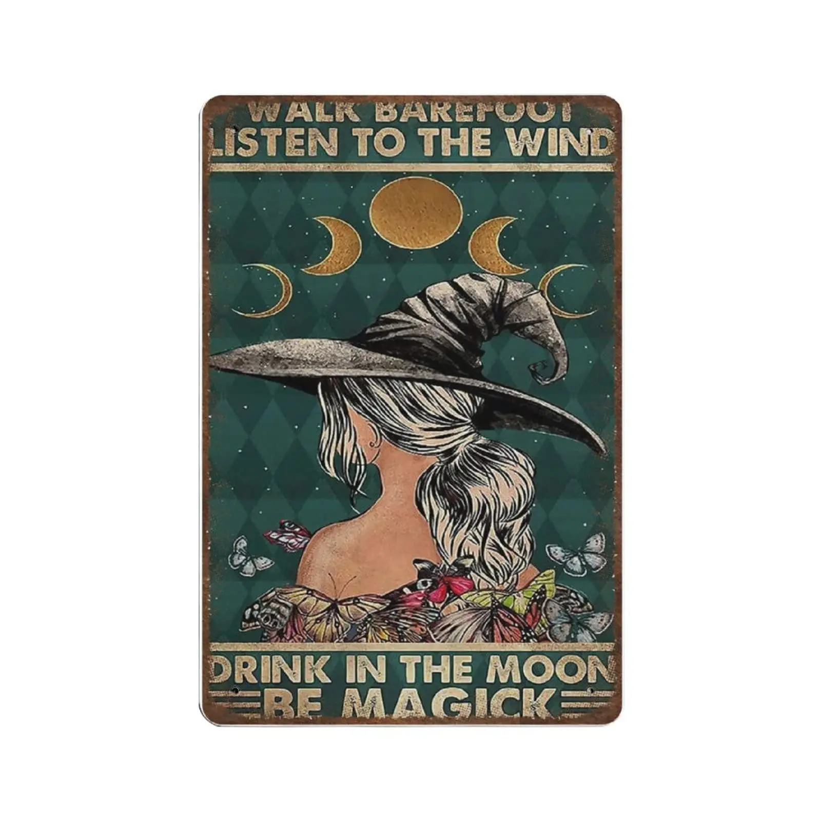 Vintage Metal Tin Sign Plaque,Listen to The Wind Drink in The Moon Tin Sign,Man cave Pub Club Cafe Home Decor Plate，Birthday Ann