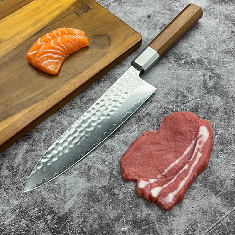 

Chef Knife Wood Handle 67 Layer Damascus Steel Blade Sharp Cleaver Slicing Handmade Forged 10Cr15MoV Kitchen Knife Cooking Tools