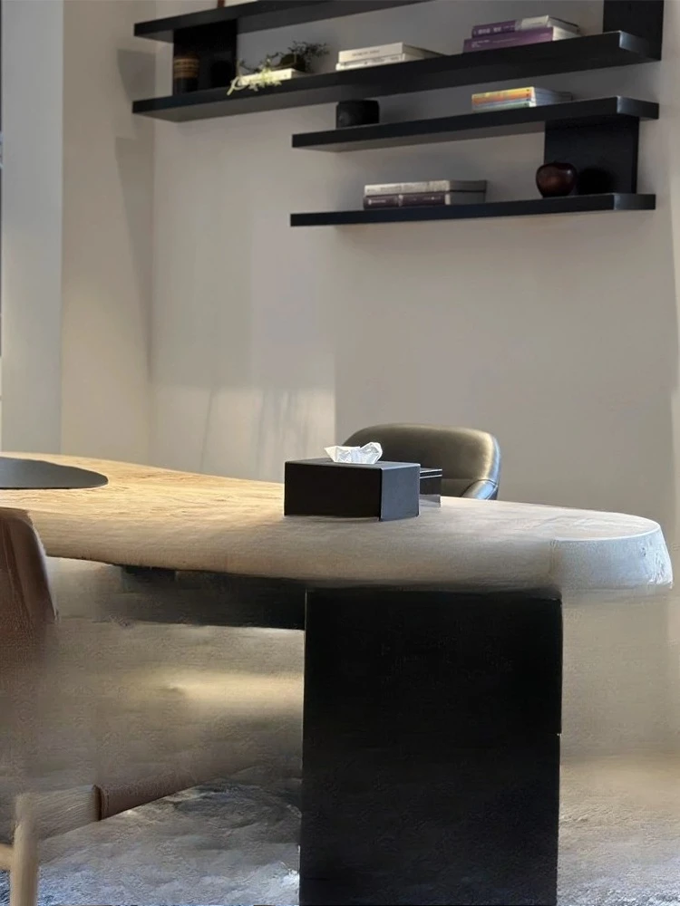 

Medieval retro designer creative mango solid wood desk, tree tumor art, light luxury high sense, computer desk desk