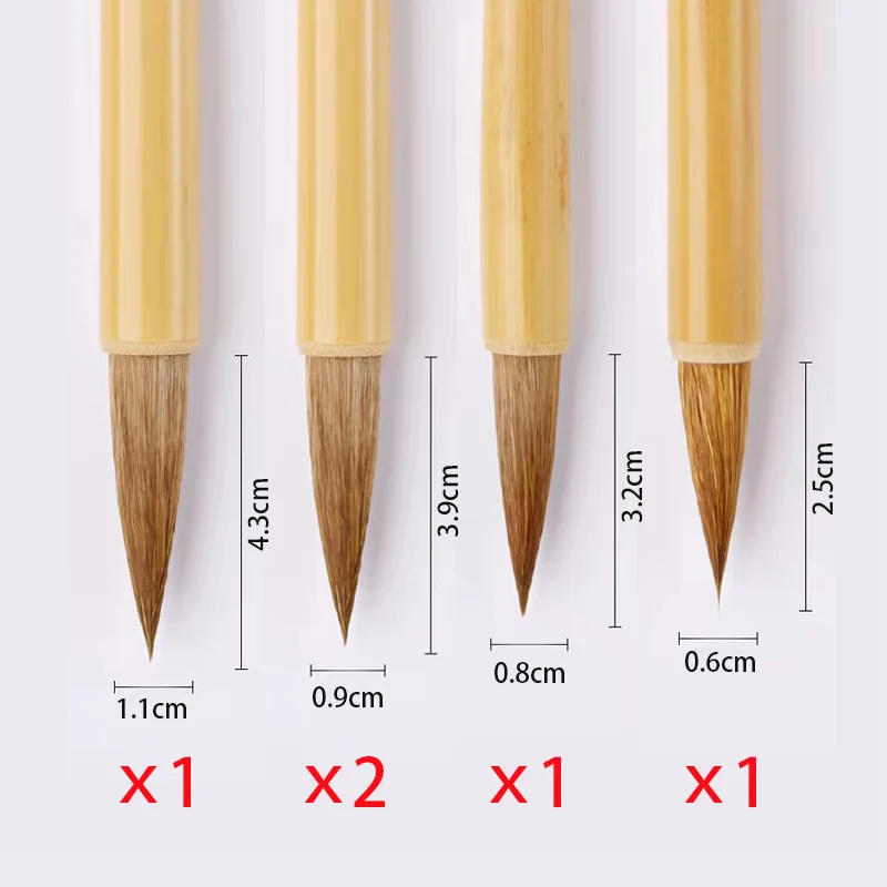 5pcs Beginner Calligraphic Brush Set Bamboo Chinese Paint Brushes Soft Weasel Hair Writing Brush Art Watercolor Drawing Pen