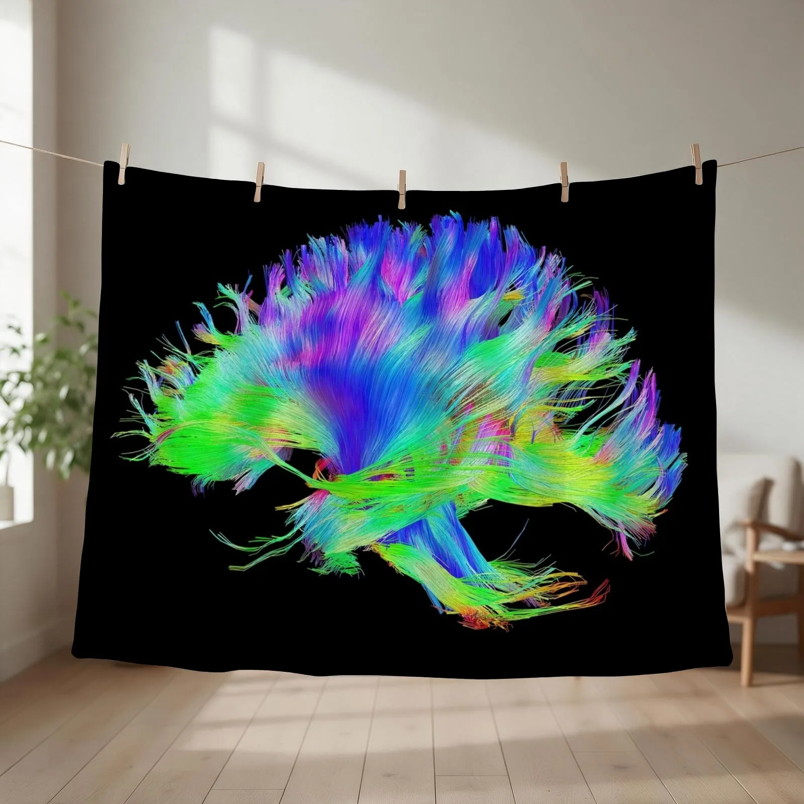 Fiber Tracts Of The Brain, Dti, Medical Imaging Scan Throw Blanket Designers Personalized Gift Furry Blankets For Sofas Blankets