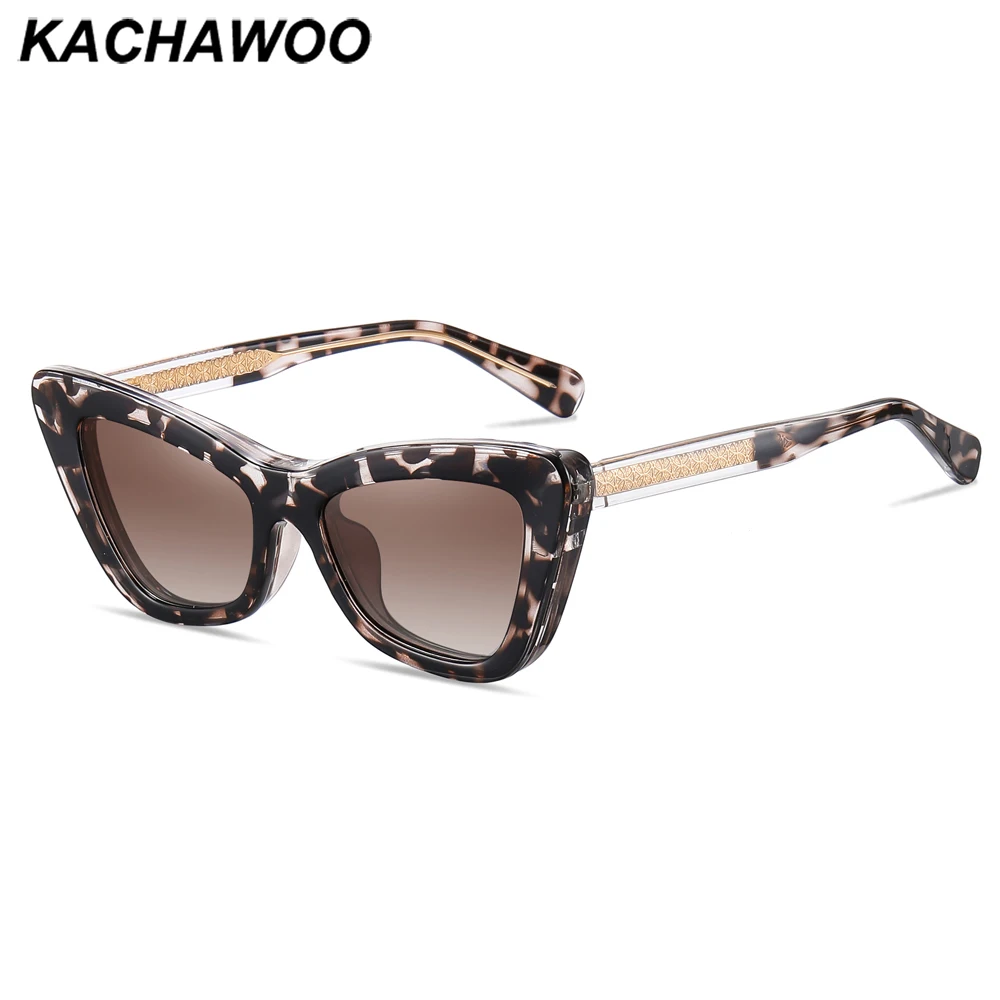 

Kachawoo polarized sunglasses women magnetic clip on glasses TR90 frame acetate female fashion sun glasses cat eye leopard brown