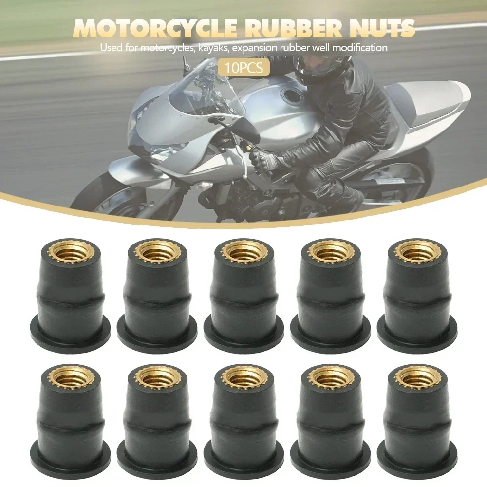 M6 Motorcycle Windshield Screws Bolts Nut Metric Rubber Well Nuts 10/Fastener Screws Bolts Nuts