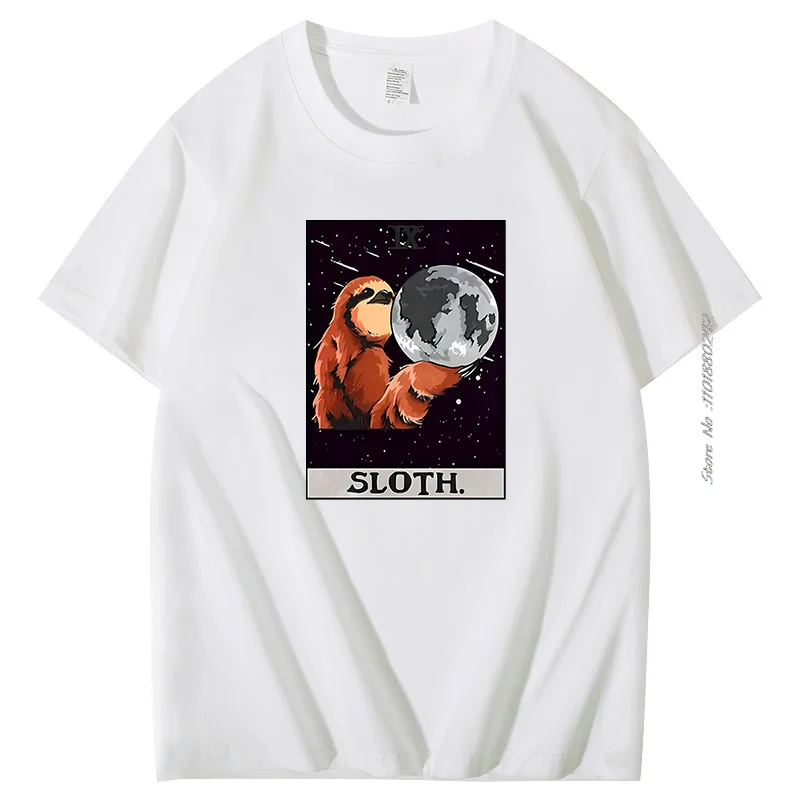 

Хлопковая футболка Moon Sloth, милая футболка с изображением ленивца, футболки с рисунком мема, топы унисекс, летняя футболка в стиле ретро с короткими рукавами, футболка с принтом