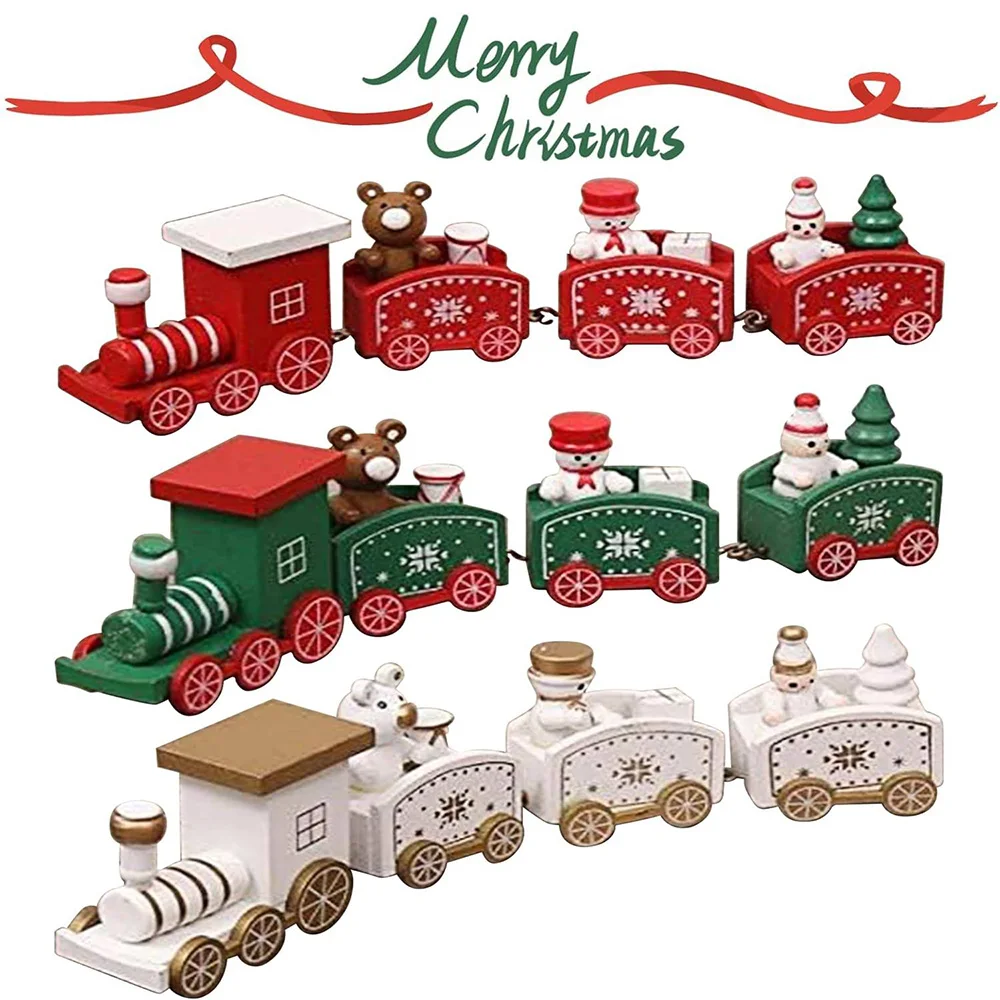 Plastic Small Train Christmas Mini Train Toy Christmas Ornament Merry Christmas Decoration for Home Table Xmas Gifts