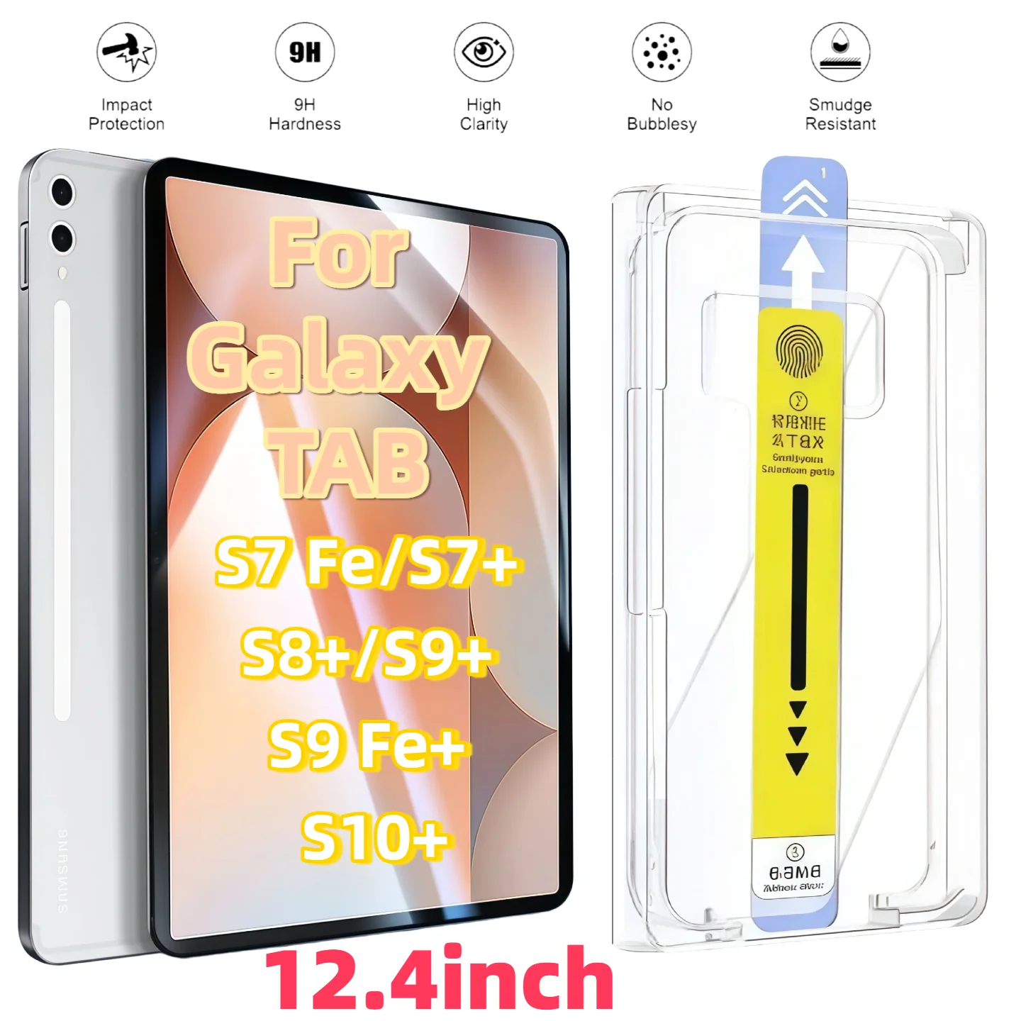 

For Galaxy Tab S7 Fe/S7+/S8+/S9+/S9 Fe+/S10+ HD Tempered Glass Screen Protector, Scratch-Resistant, Durable, Easy to Install