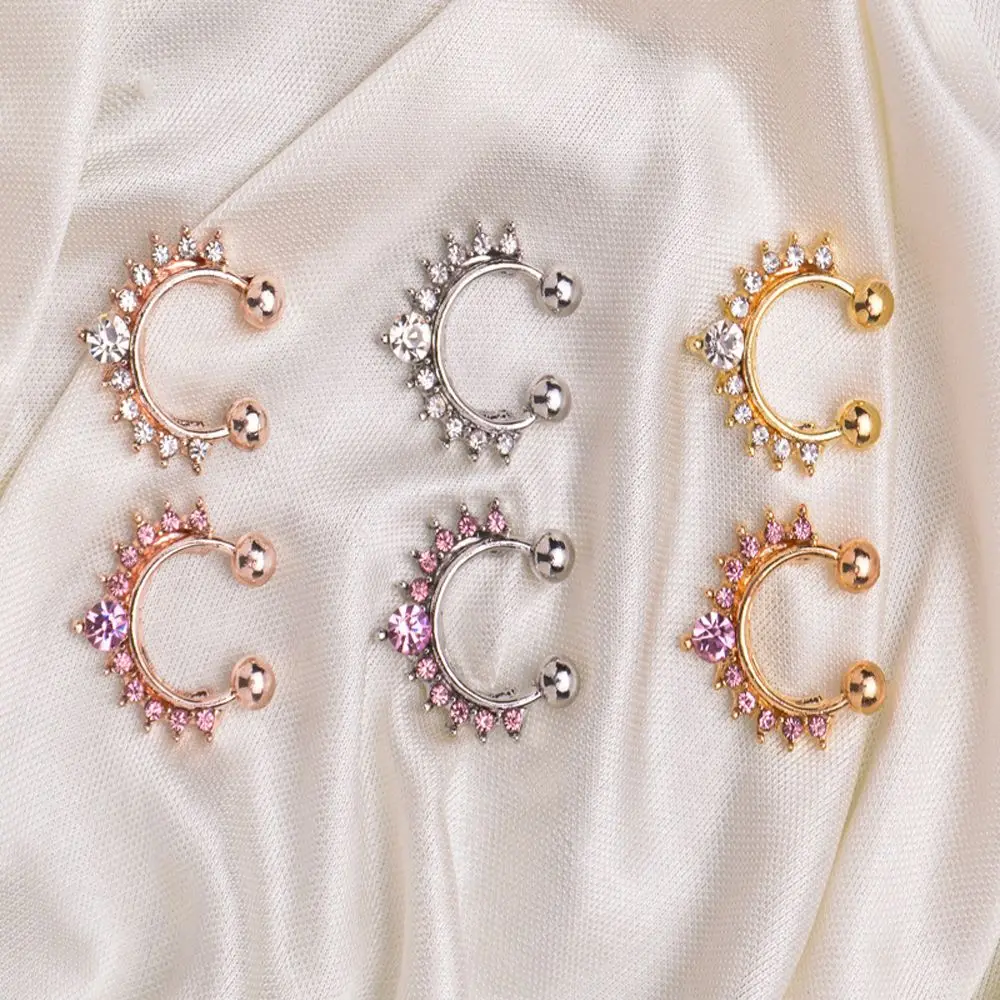 Trendy Cool Geometric U Shape Punk Rhinestone Body Jewelry Nose Stud Fake Nose Ring Bear Nose Cuff