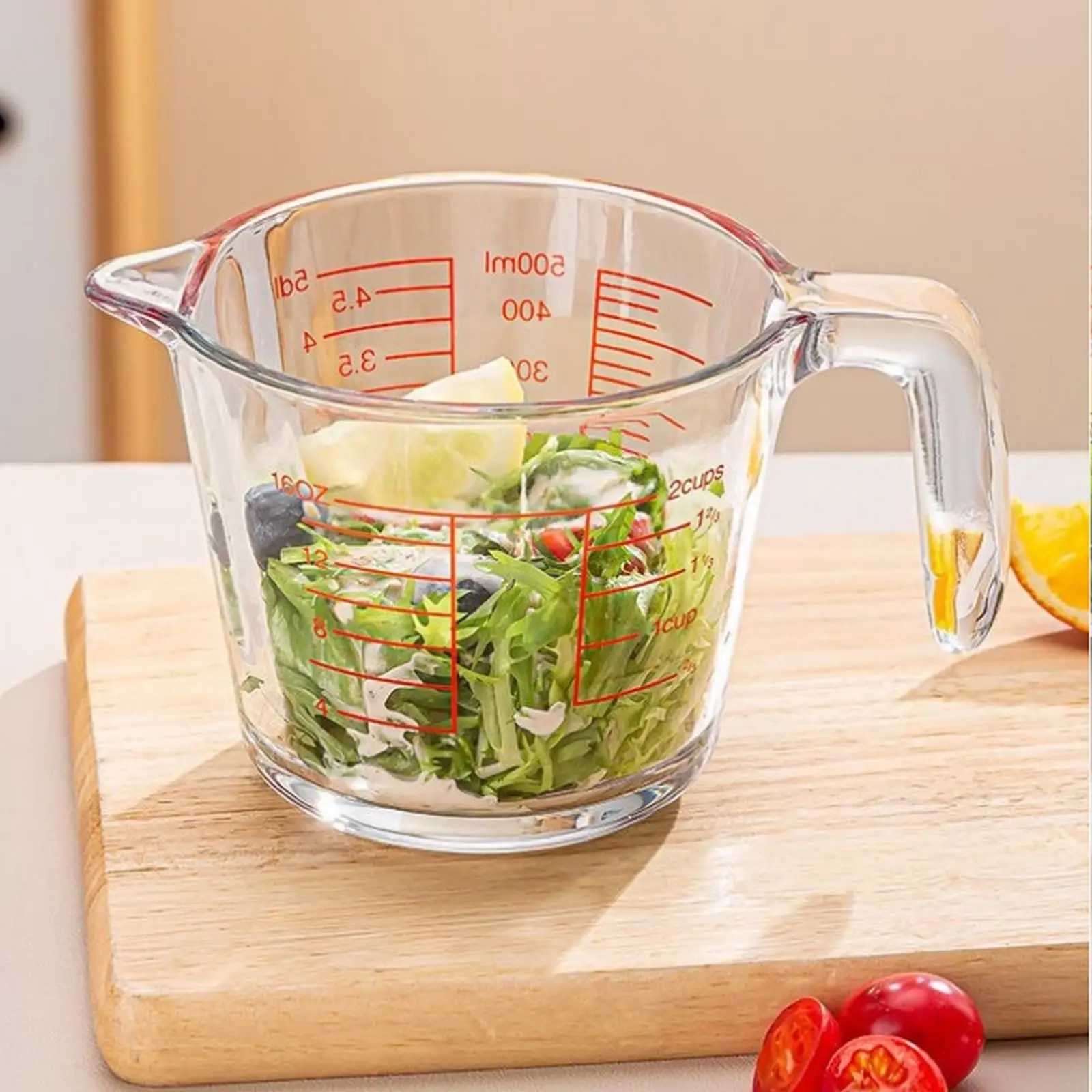 Large Glass Measuring Cup,Kitchen Mixing Bowl,Liquid Measure Cups,Baking Safe for Microwave,Coffee Accessories for Fruit Salads