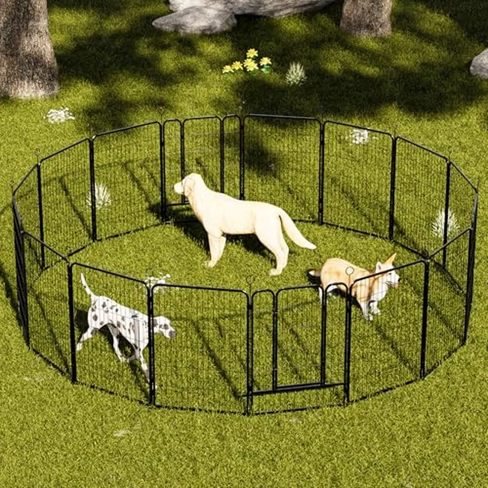 16 Panels Heavy Duty Metal Playpen with Self Locking Gate Extra Tall 40