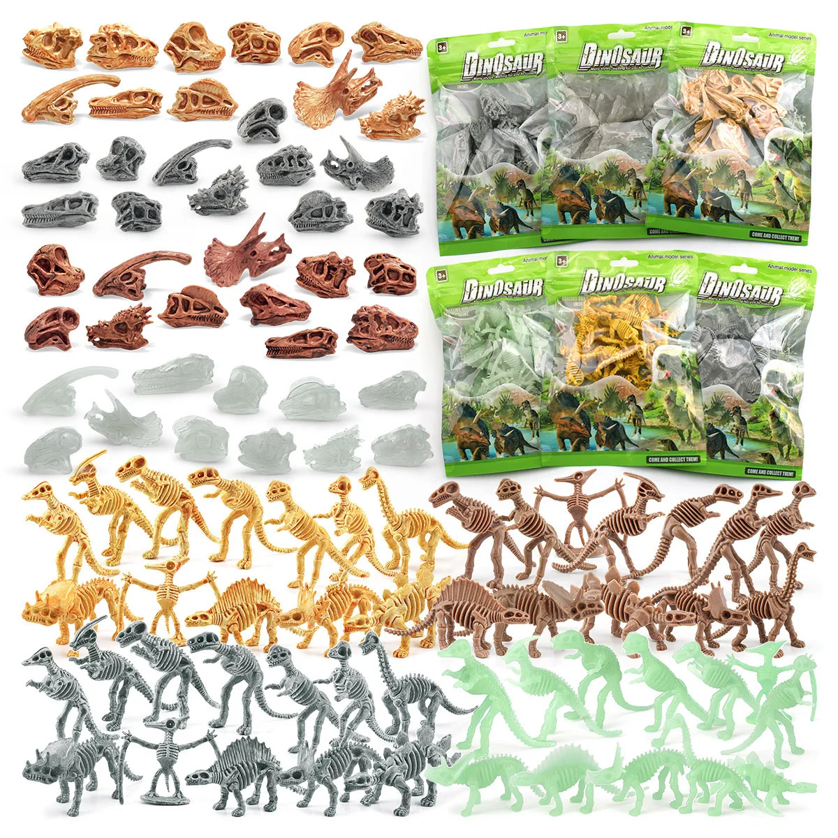 1Set Kids Simulation Archaeological Excavation Dinosaur Skull Toy Mini Jurassic Dinosaur Fossil Skeleton Model Desktop Ornaments