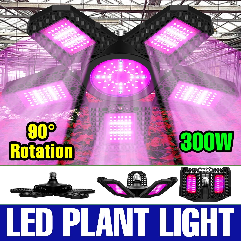 

Светодиодная лампа для выращивания растений 300 Вт, E27/E26, полный спектр, AC100-277V, для теплиц, гидропоники и овощеводства